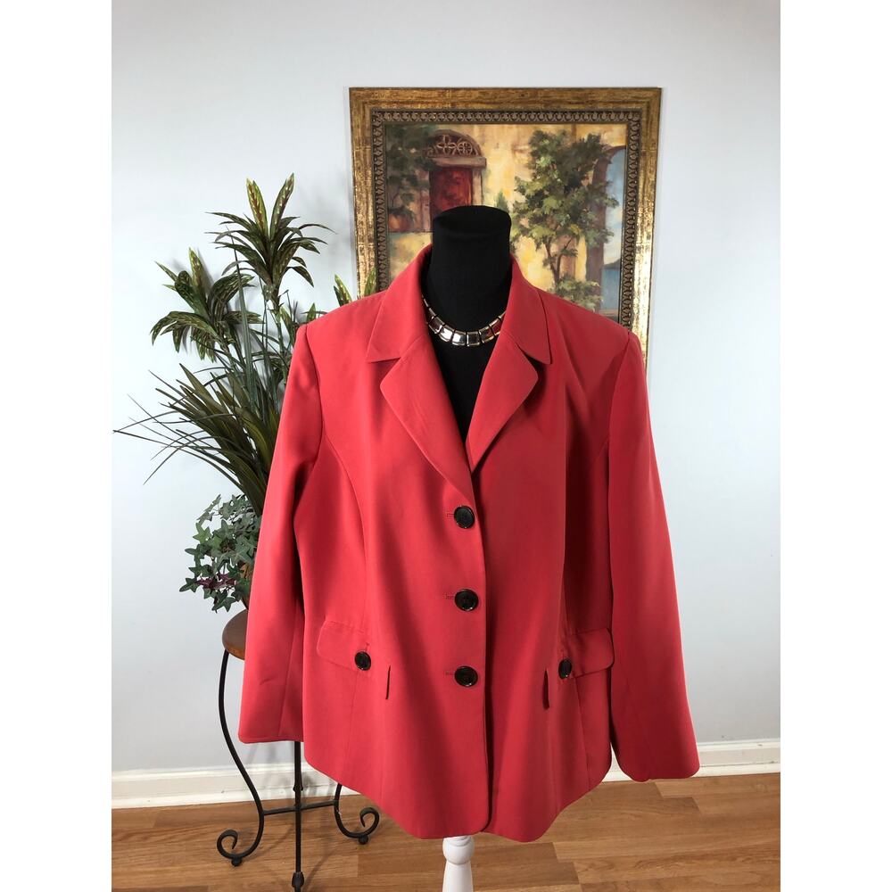 Collection For Le Suit Women Plus 20W Red Lapel‎ Notch Collar 3 Buttons Closure